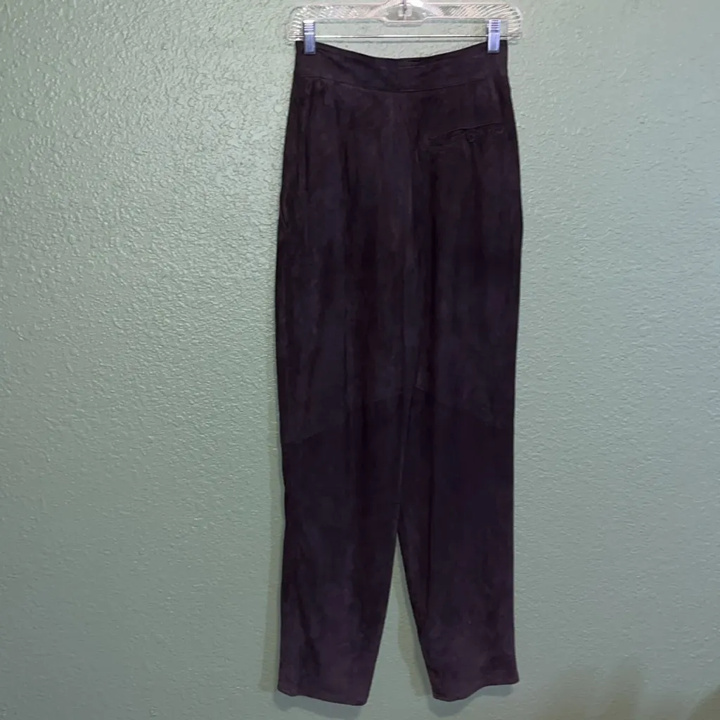 Vintage Vakko suede leather slacks • super high rise pants • 80s • made in USA Size 8 - Image 6