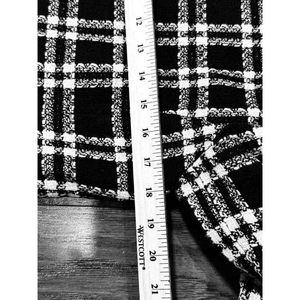 Amanda Smith Plaid Black White Long Coat Womens 6 Classic 96% Wool Pockets Cozy - Image 12