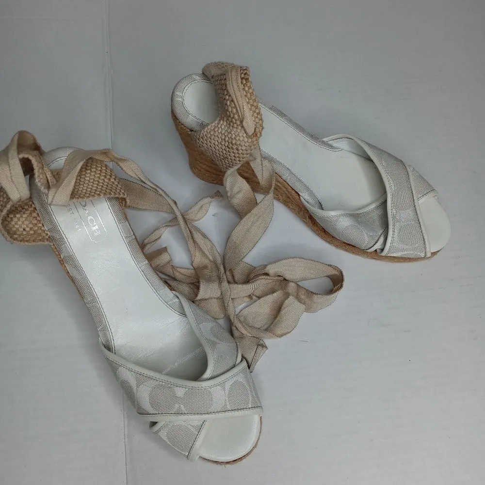 Coach espadrille wedge heels with ankle straps size 10 - Image 2