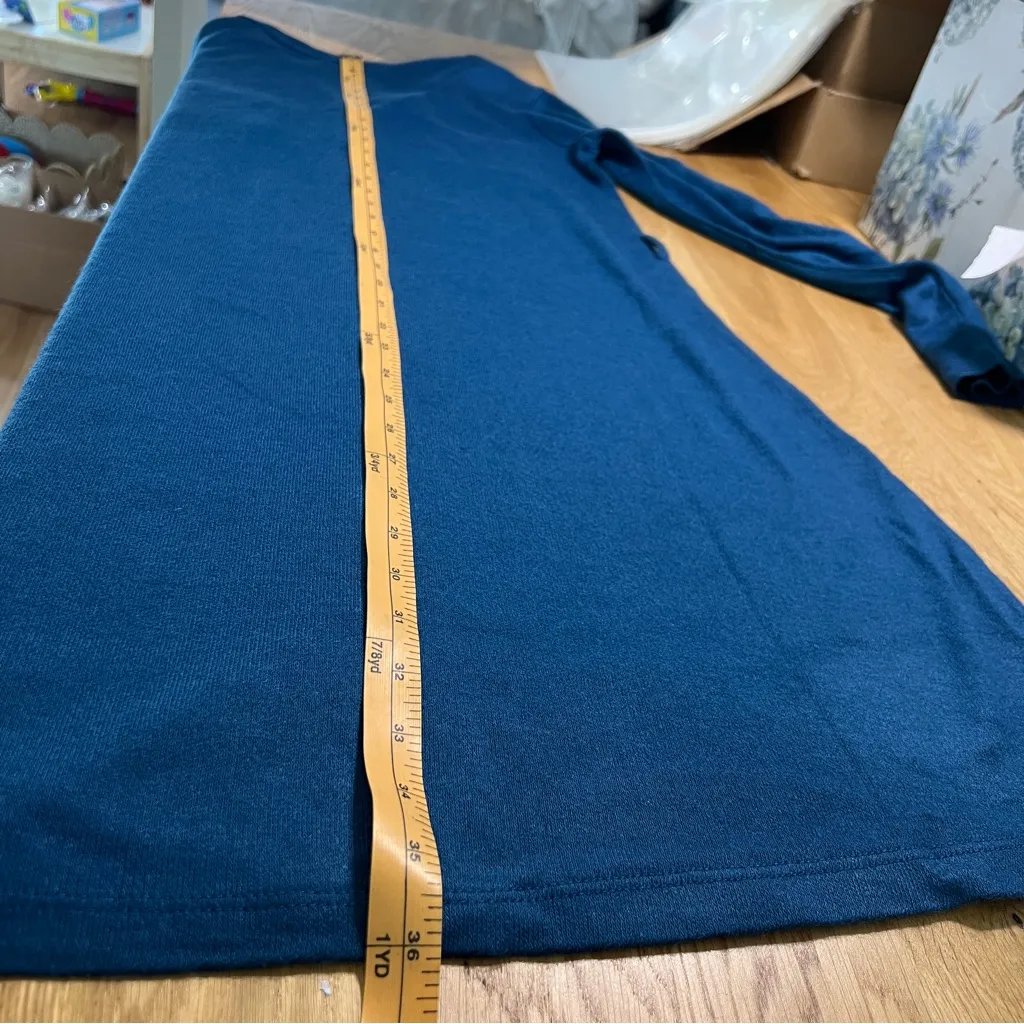 She‎ + Sky Soft Knit Button Front A-Line Dress Roll Tab Long Sleeve Split Neck - Image 12