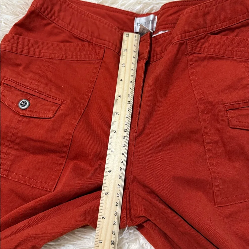 🆕 Chico's Red-Orange Cargo Pants Wide-Leg Style - Image 5
