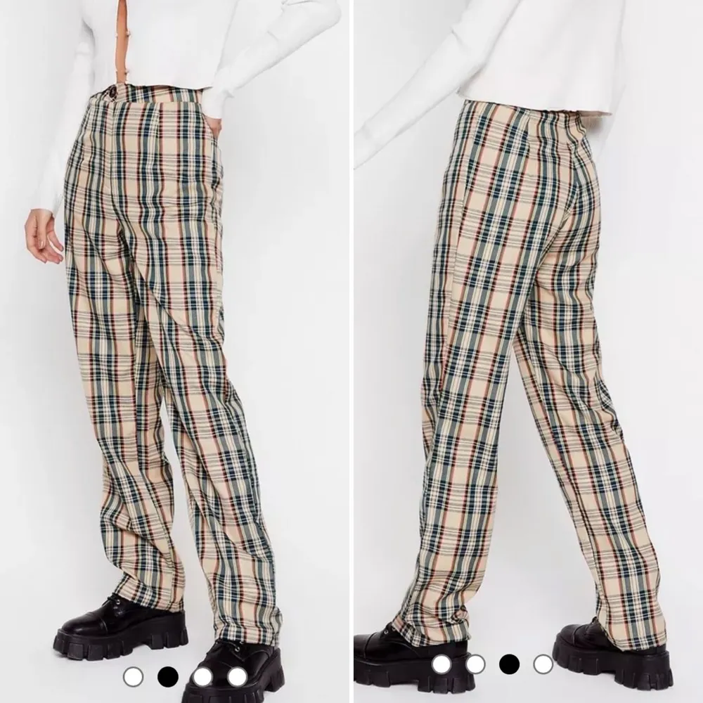 Nasty Gal Checking Out High Waisted Plaid Trouser Pants - Size 4 - Image 2