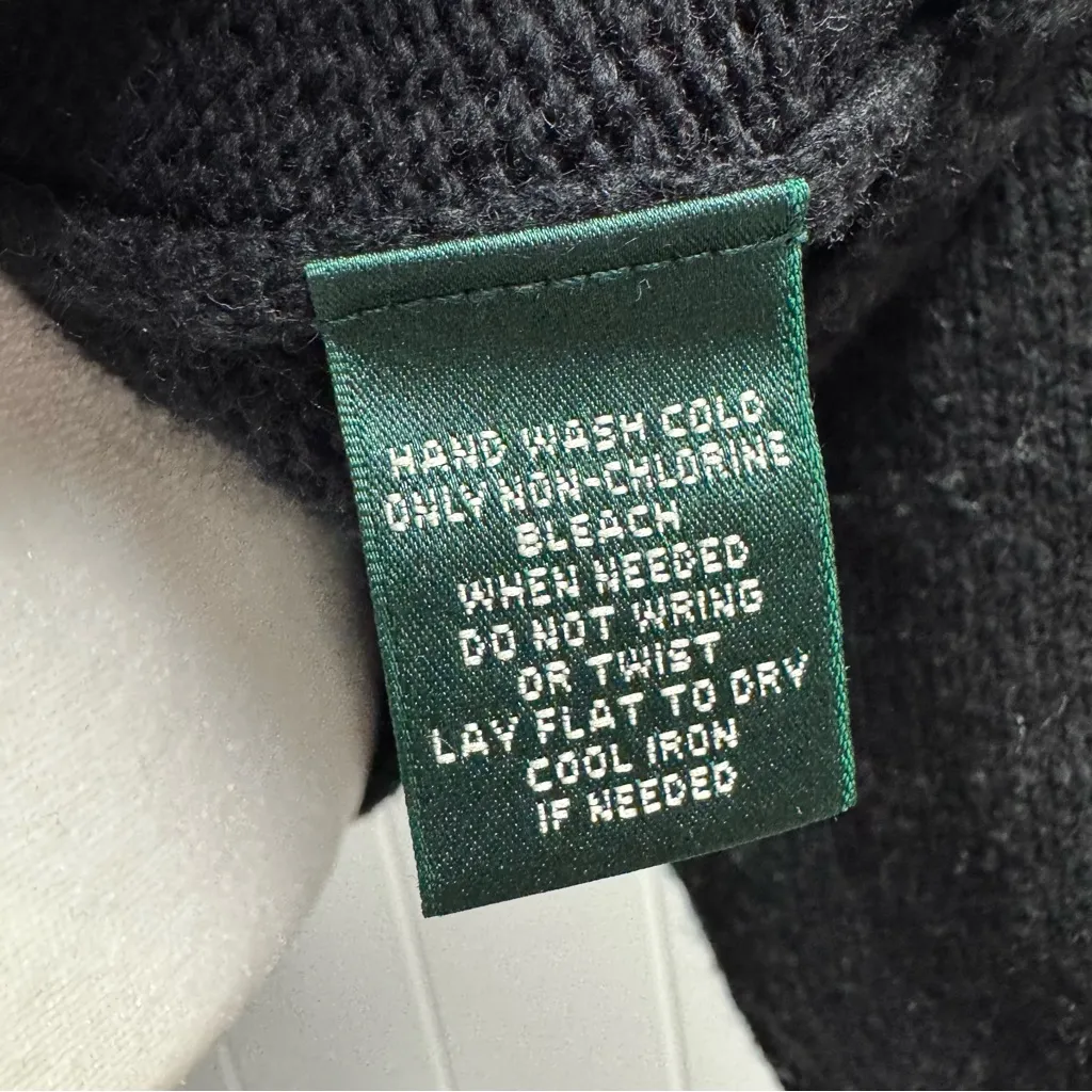 Lauren Ralph Lauren LRL Aztec Western Fair Isle Cowl Sweater Knit Black Medium M - Image 8