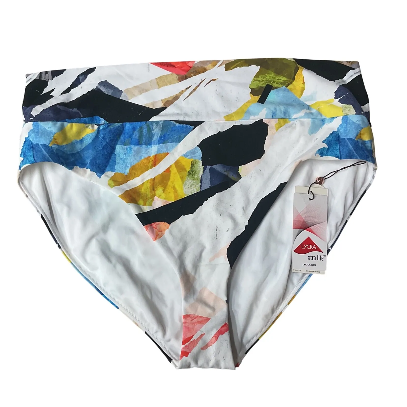 CALIA Women's Wide Banded High Rise Bikini Bottoms Size Multicolored Sz 2XL NWT Blue - Image 3