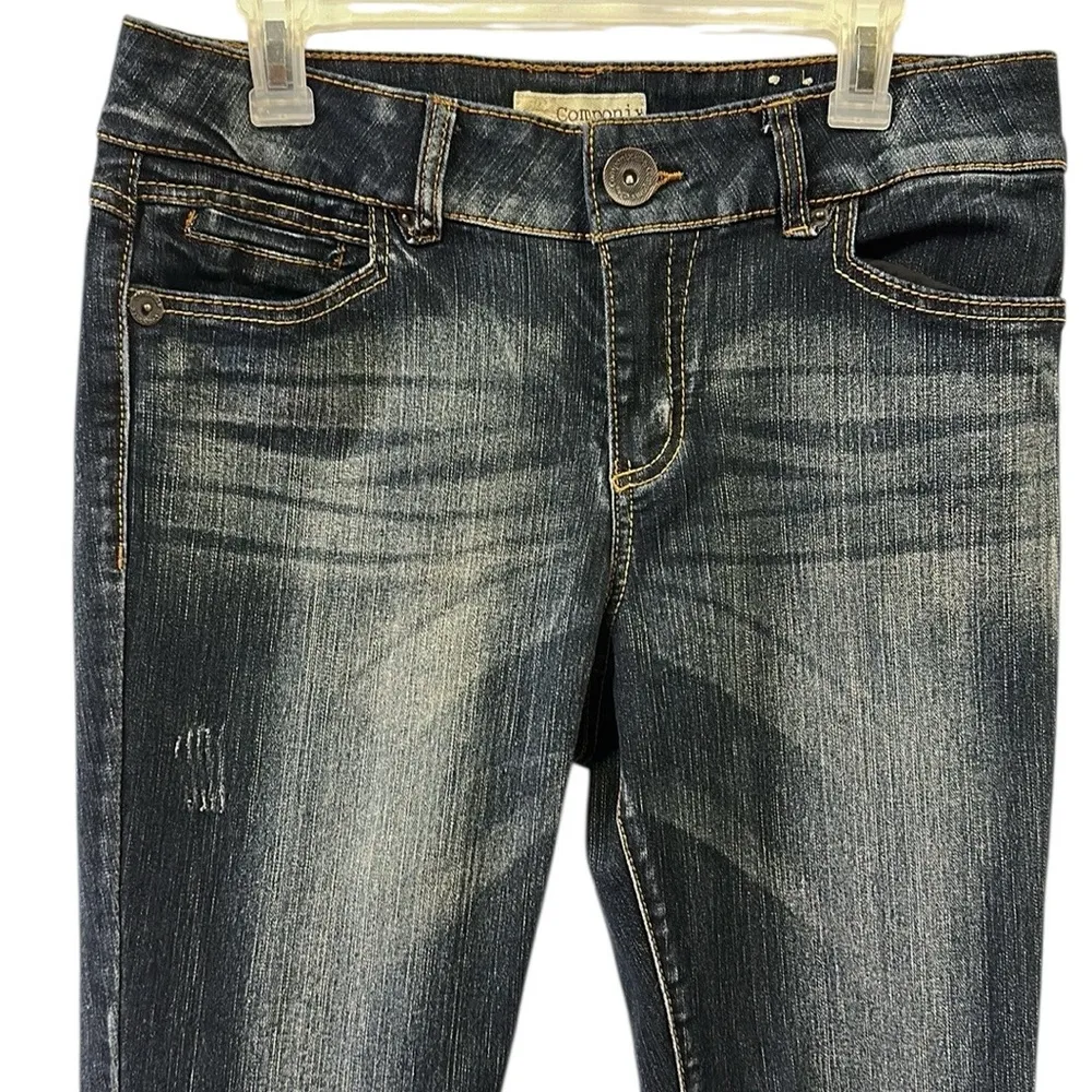 Componix by Jolt Dark Wash High Rise Denim Skinny Embroidered Blue Jeans Size 12 - Image 3