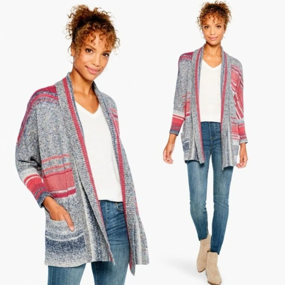 Nic+Zoe Santa Monica Open Front Cardigan w/Long Sleeves, Pink Multi Size S NWT - Image 11