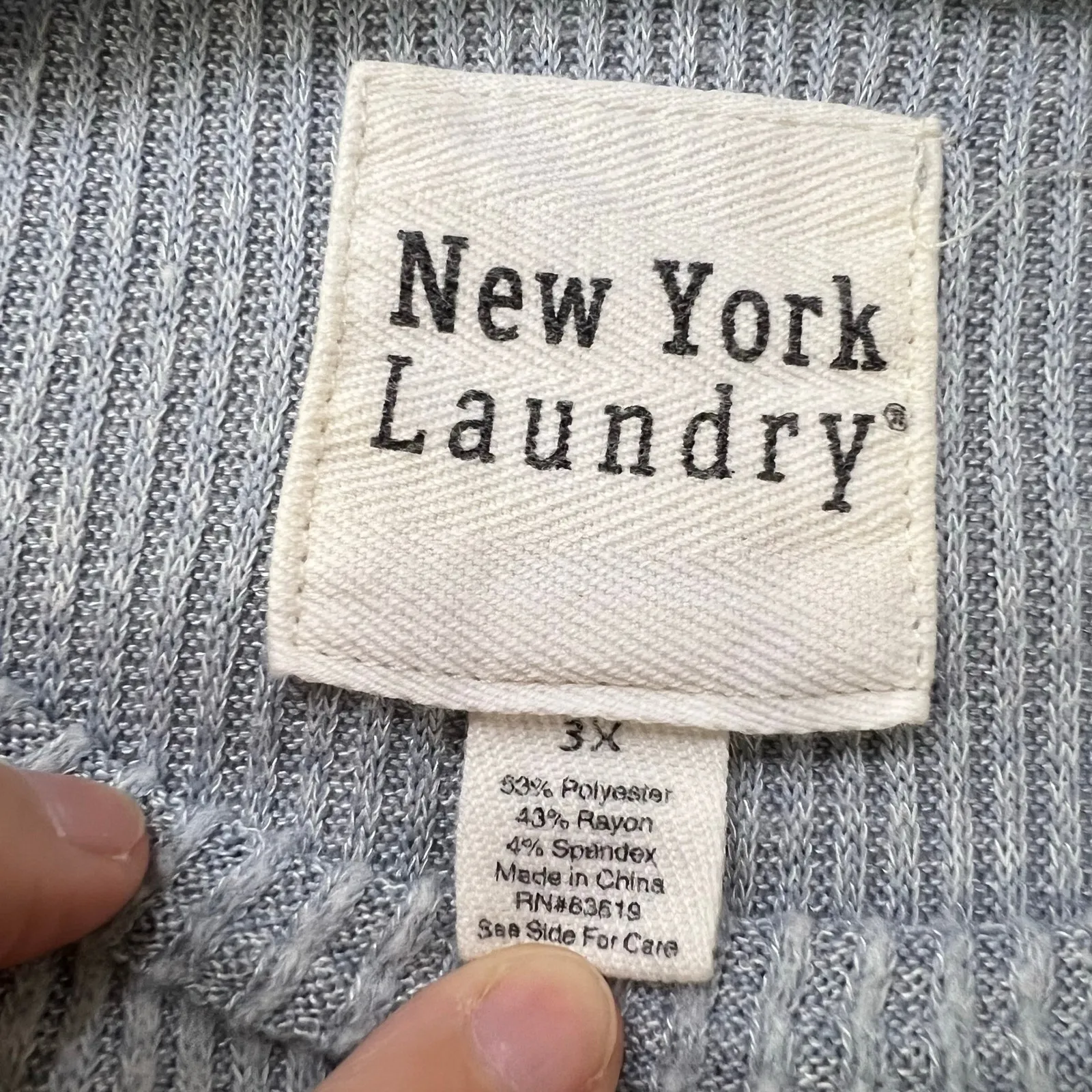 New York Laundry Womens Rib Knit Sweater Pullover Studded Soft Solid Blue 3X - Image 8