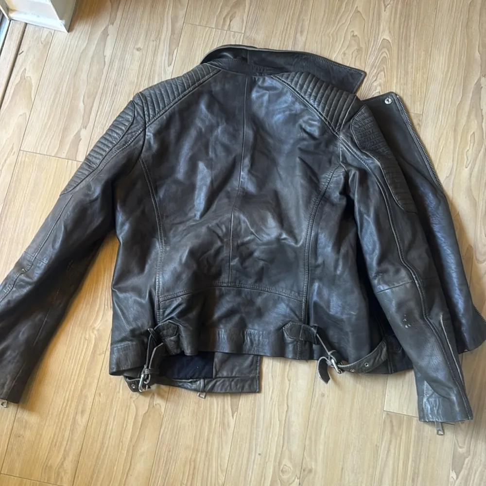 Whistles Brown Leather Moto Jacket Size 10 - Image 7