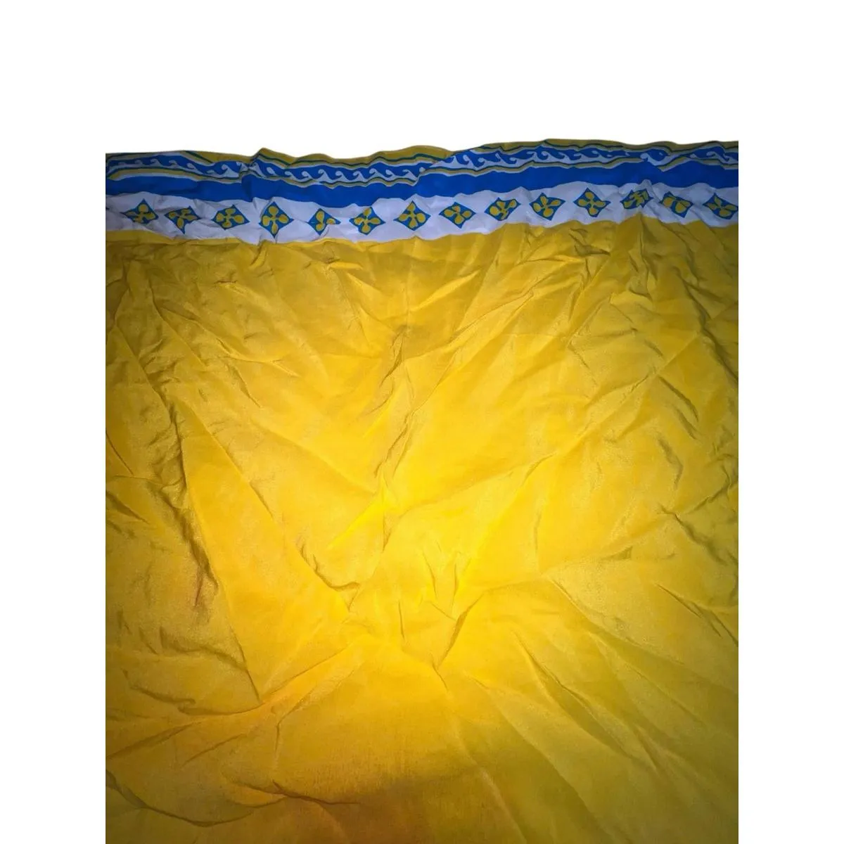 Vintage Silky Scarf Yellow Blue Geometric Square 31" Mod MCM Wear - Image 2