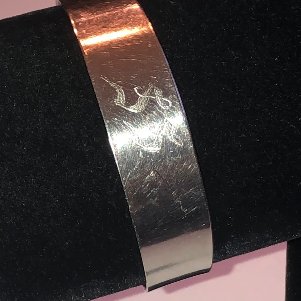 Silver Tone SS Engraved Cuff Bracelet - Image 2