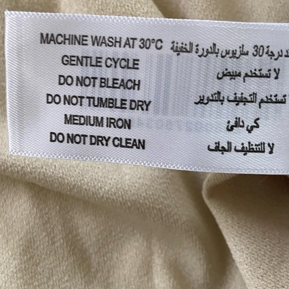 Wardrobe Crew Neck Peplum Flutter Sleeve Beige Top Size Small - Image 6