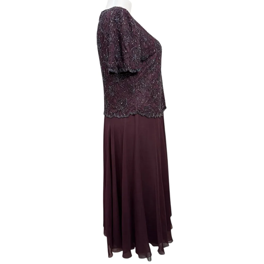 Vintage Brilliante by J.A. Plum Beaded Lace Formal Dress Size XXL Purple - Image 6