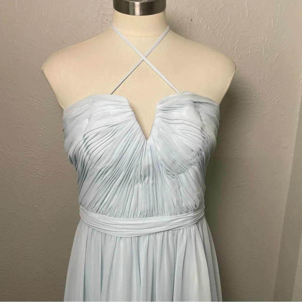 Wtoo‎ by Watters Strapless Ruched Chiffon Gown Light Blue Size 8 NWT - Image 3
