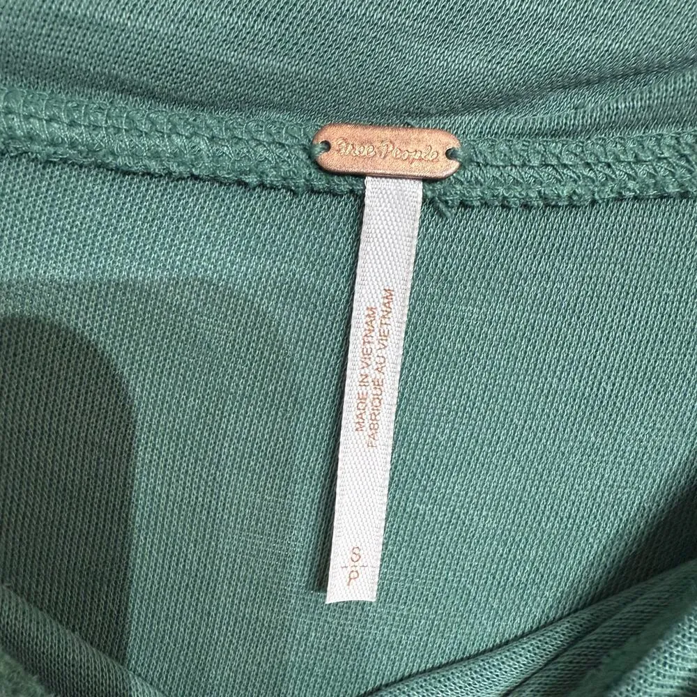 Free People Green Slouchy One Shoulder Long Sleeve Top Sz S - Image 5