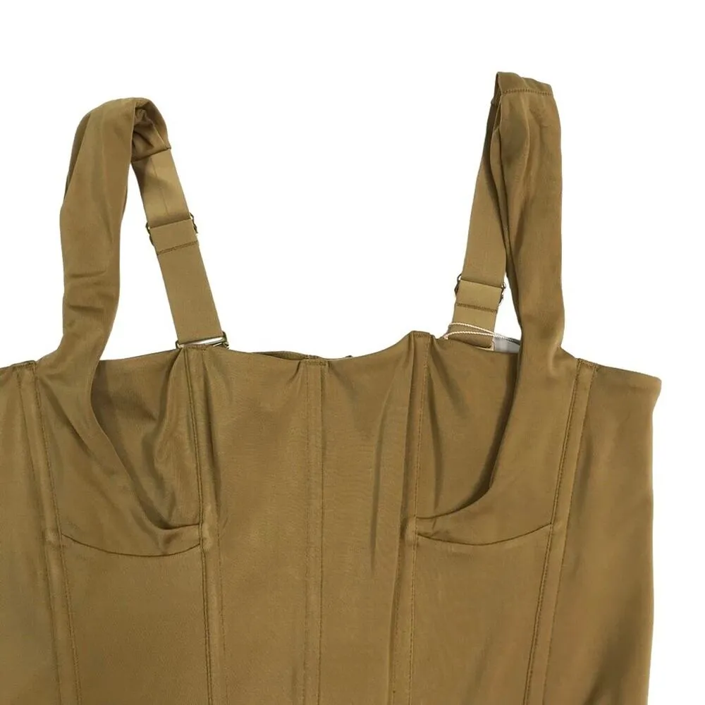 HAH X FREE PEOPLE Boned Crop Top Sz XL Bustier Fairy Preppy Coquette Holiday NWT Tan - Image 10