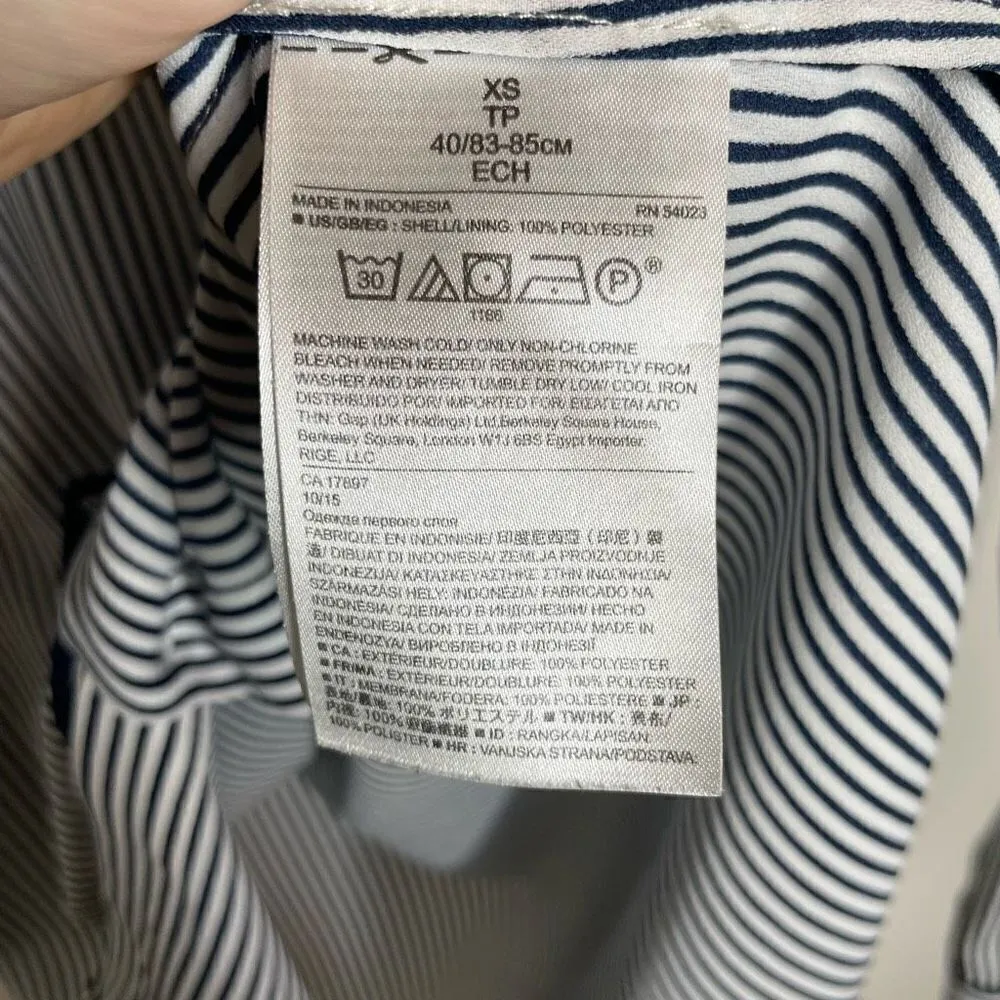 Banana Republic Collared Pj Striped Blouse Top Button‎ Down Xs Black White - Image 4