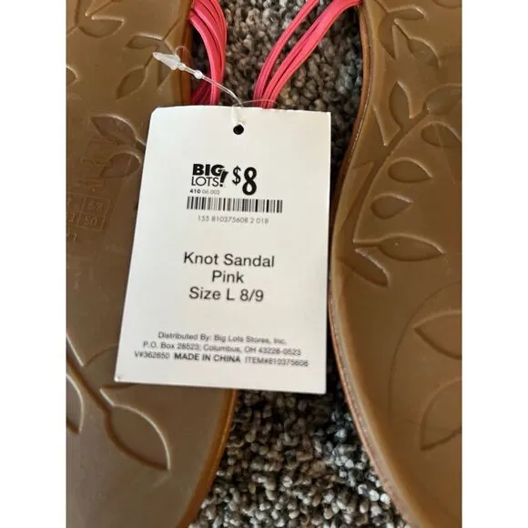 NWT Big Lots pink knot flipflops size 7/8‎ Brown - Image 4