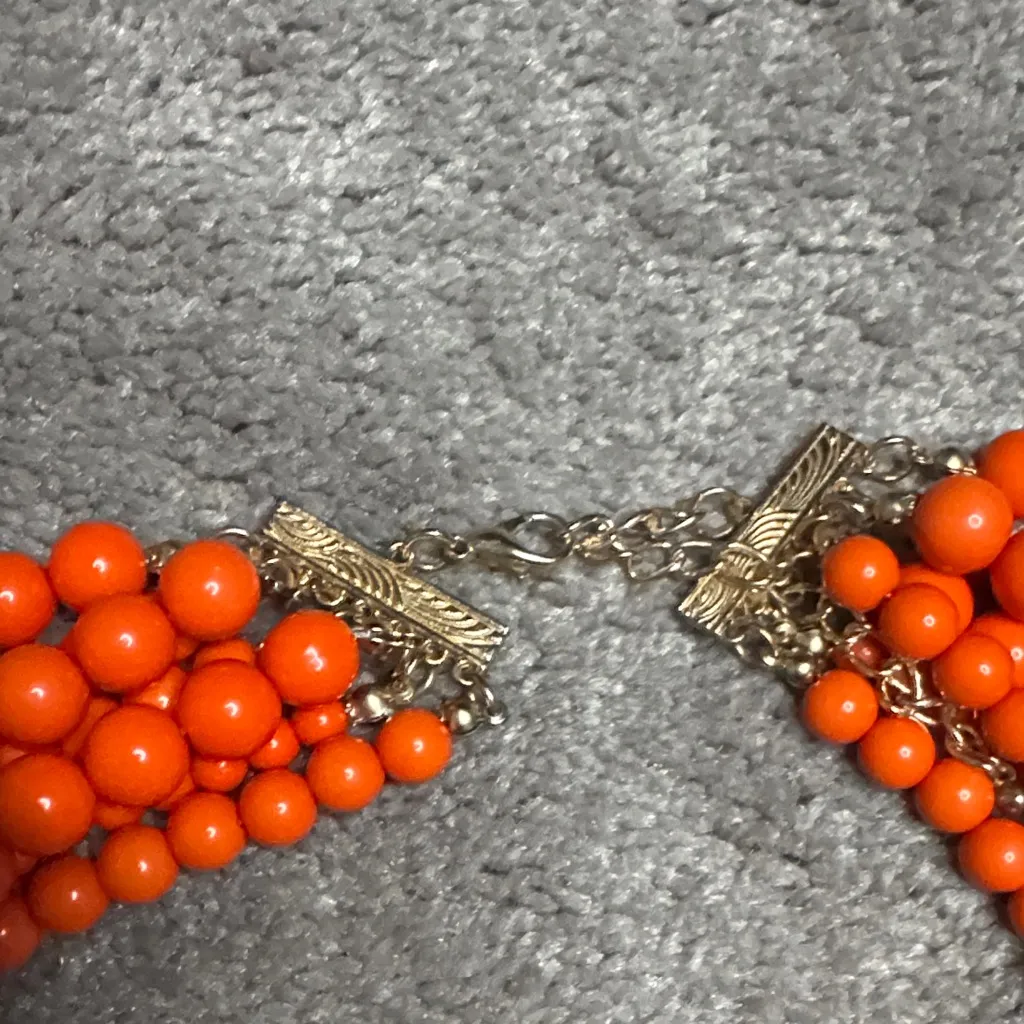 Orange Beaded Necklace & Earring Set - Image 7