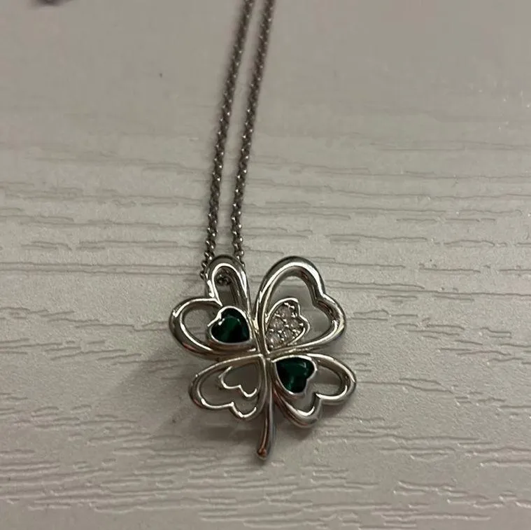 Shamrock necklace - silver - Image 2
