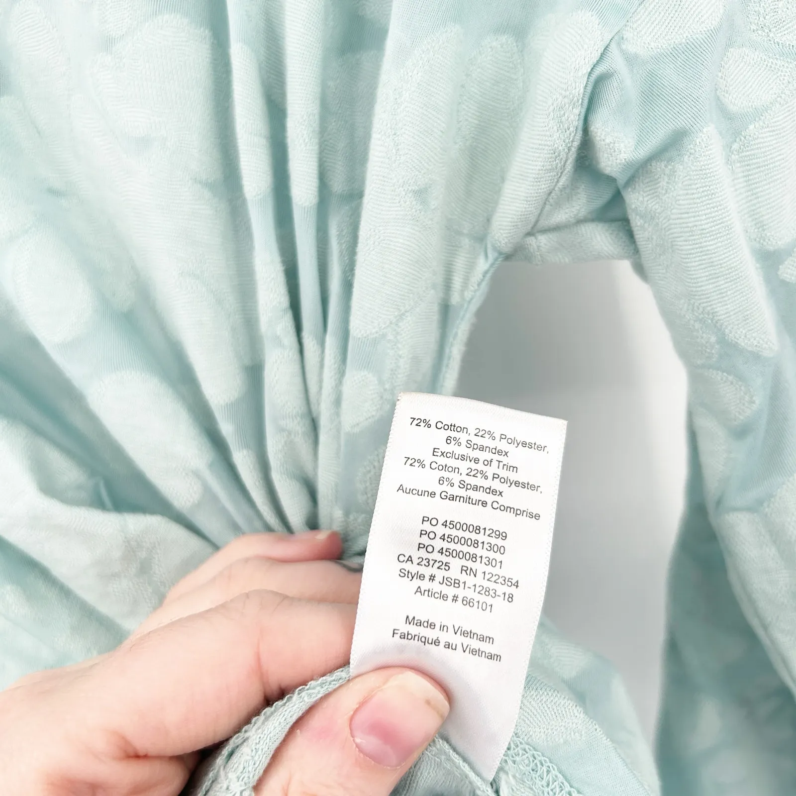 Aritzia Babaton Womens Casual Boho Floral Jacquard Crewneck Blouse Top‎ XS Aqua - Image 5