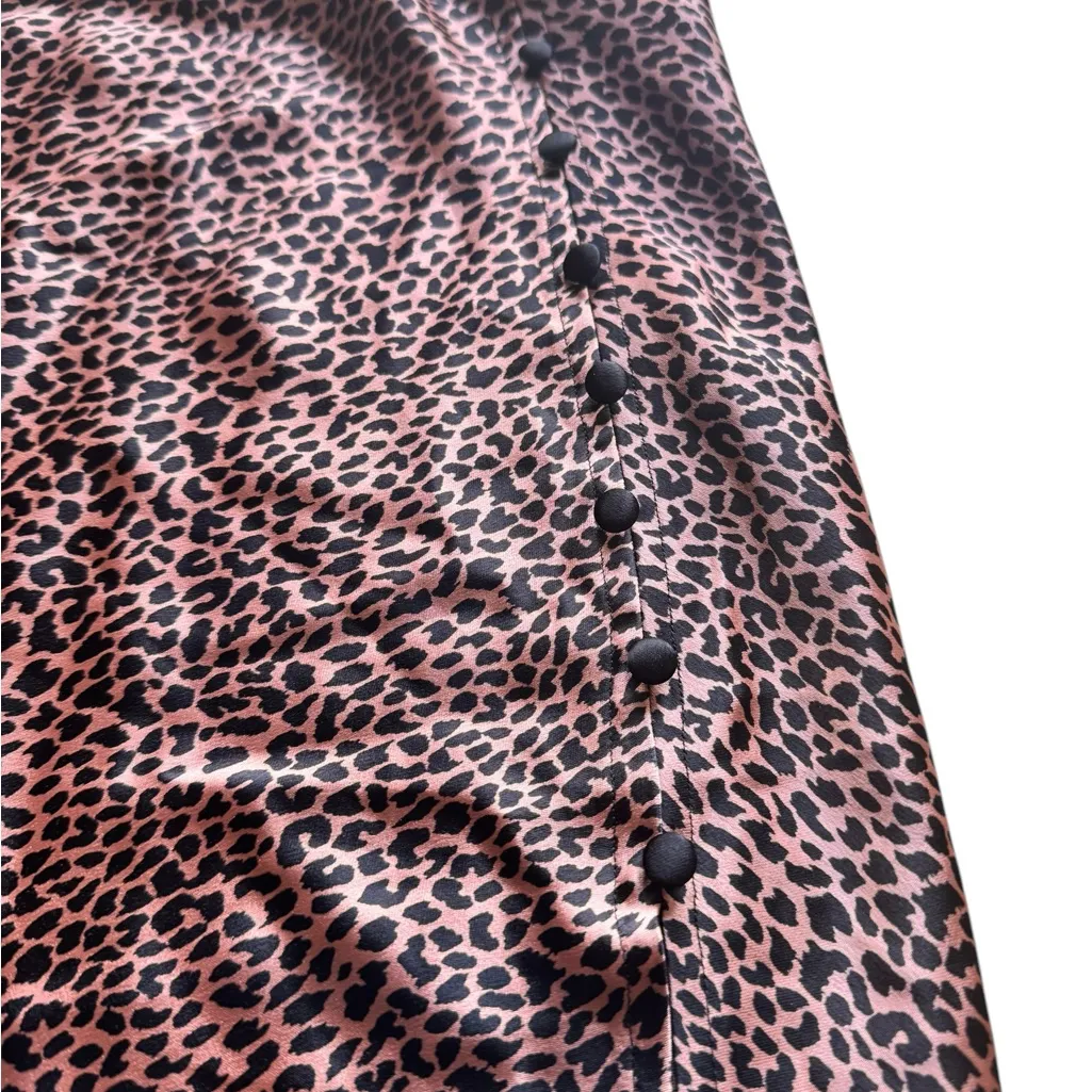 Victoria’s Secret Leopard Print Pink + Black Silky Satin Midi Slip Skirt XL NWT - Image 3