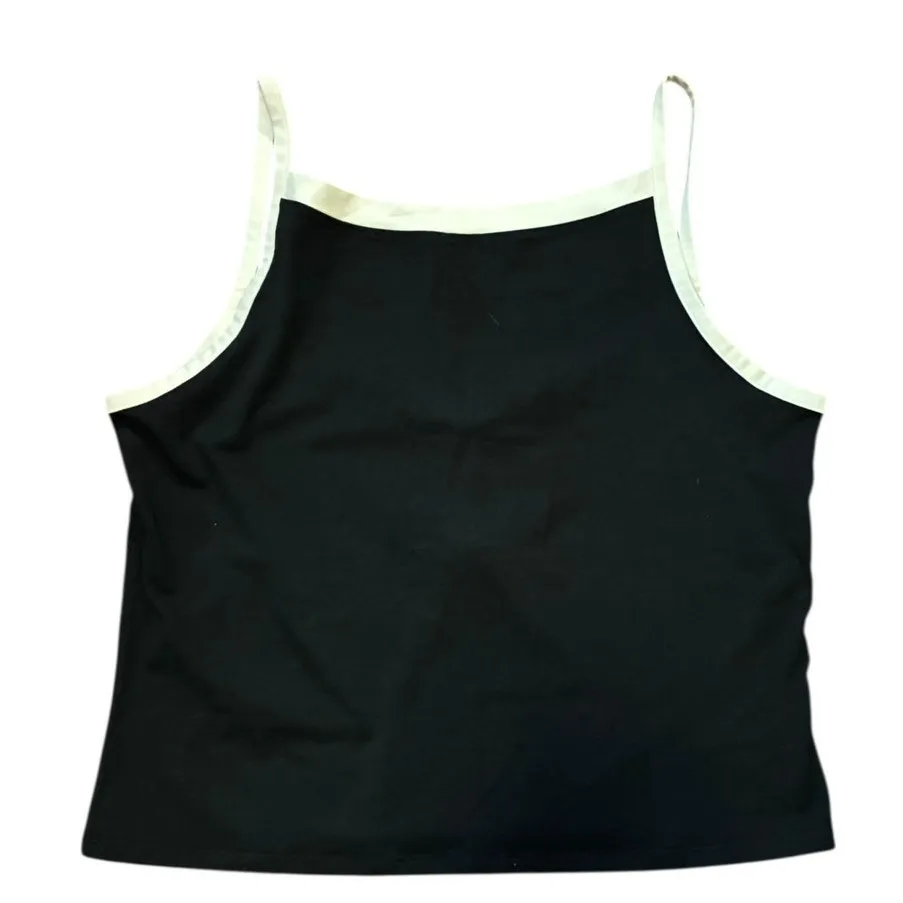 Lululemon Organic Cotton High-Neck Ringer Tank Top Black/Light Ivory Size XL - Image 2