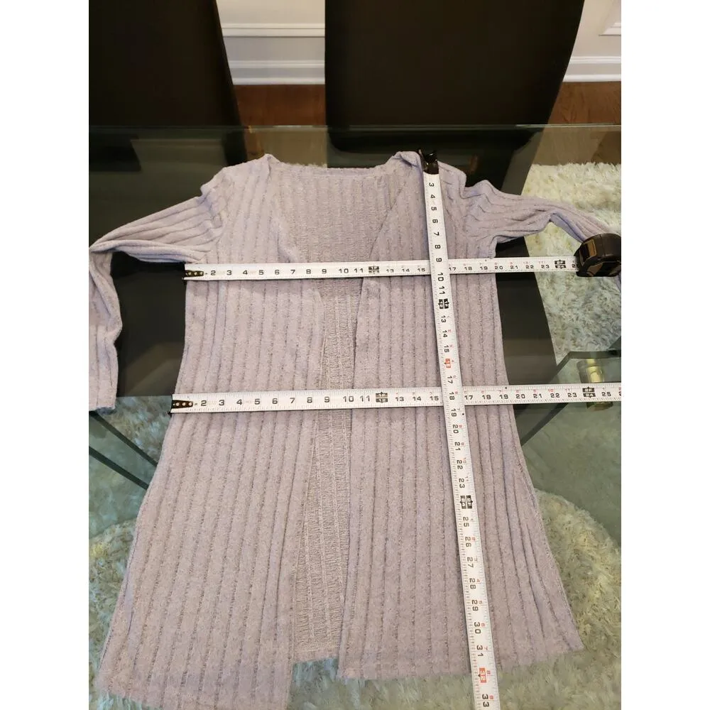 Womens 3 Piece Cardigan with Tank & Pants M Purple Ribbed Long Sleeve Open Front Blue Size M - Image 8