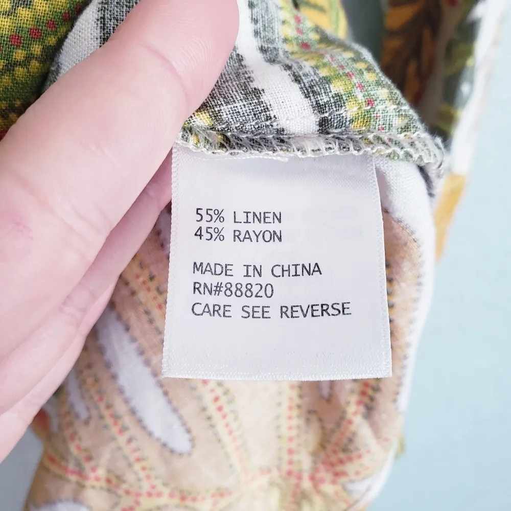 C&C California Linen Blend Palm Leaf Buttondown Shirt - Image 5