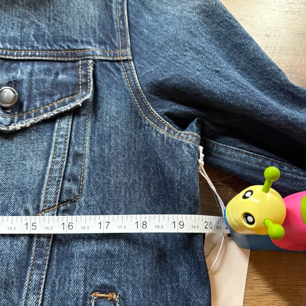 New NWT Good American blue denim Sherpa jacket Size 0 1 S - Image 9