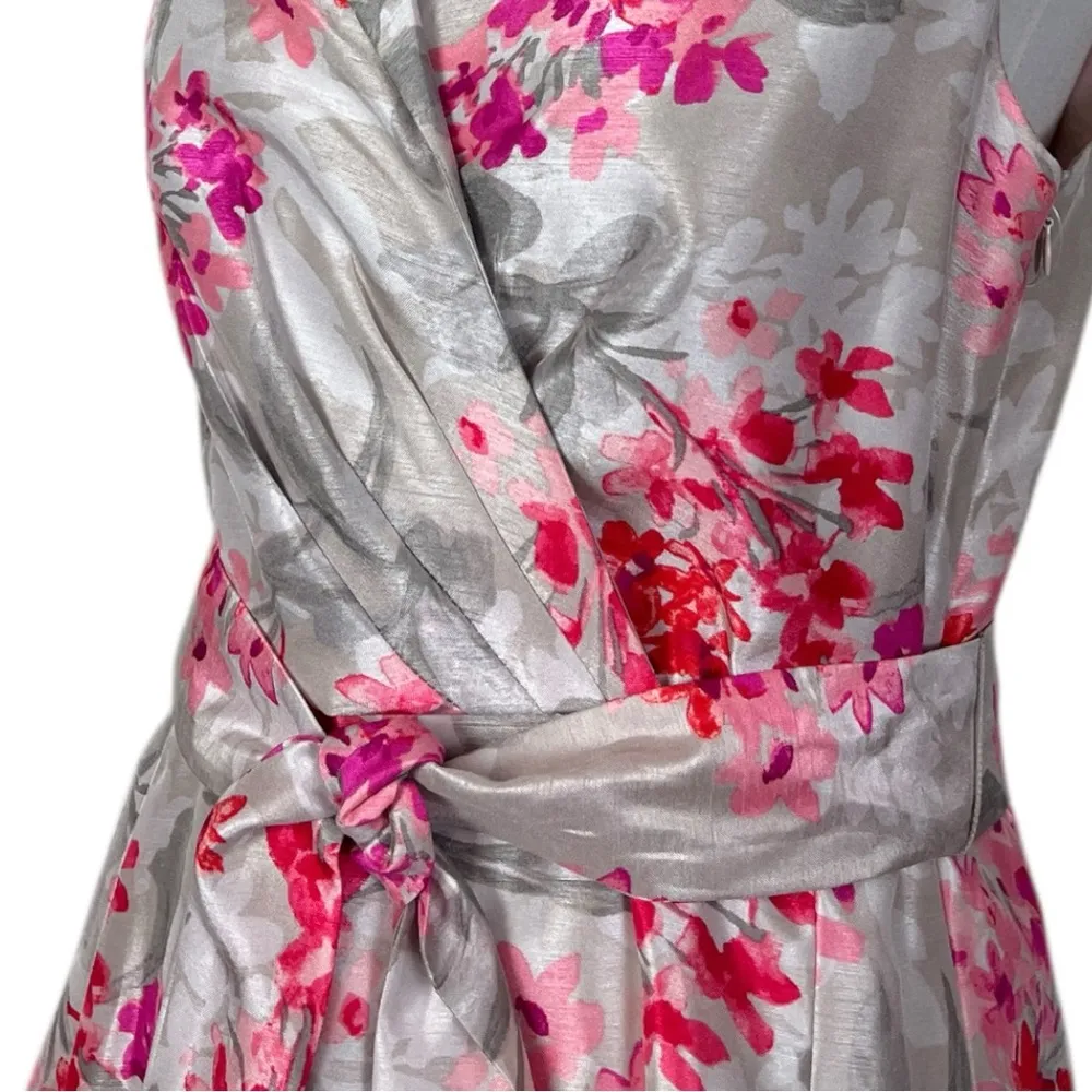 Jessica Howard New Fit Flare Dress Full Skirt Gray Pink Floral Women’s Size 10 - Image 11