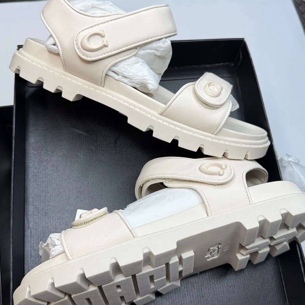 COACH Brynn Double-Band Sporty Lug-Sole Leather Sandals- Size 8.5 - Image 8