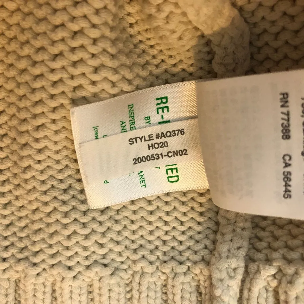 J Crew Mockneck Sweater In Cotton Blend Chunky Knit Ivory L - Image 5