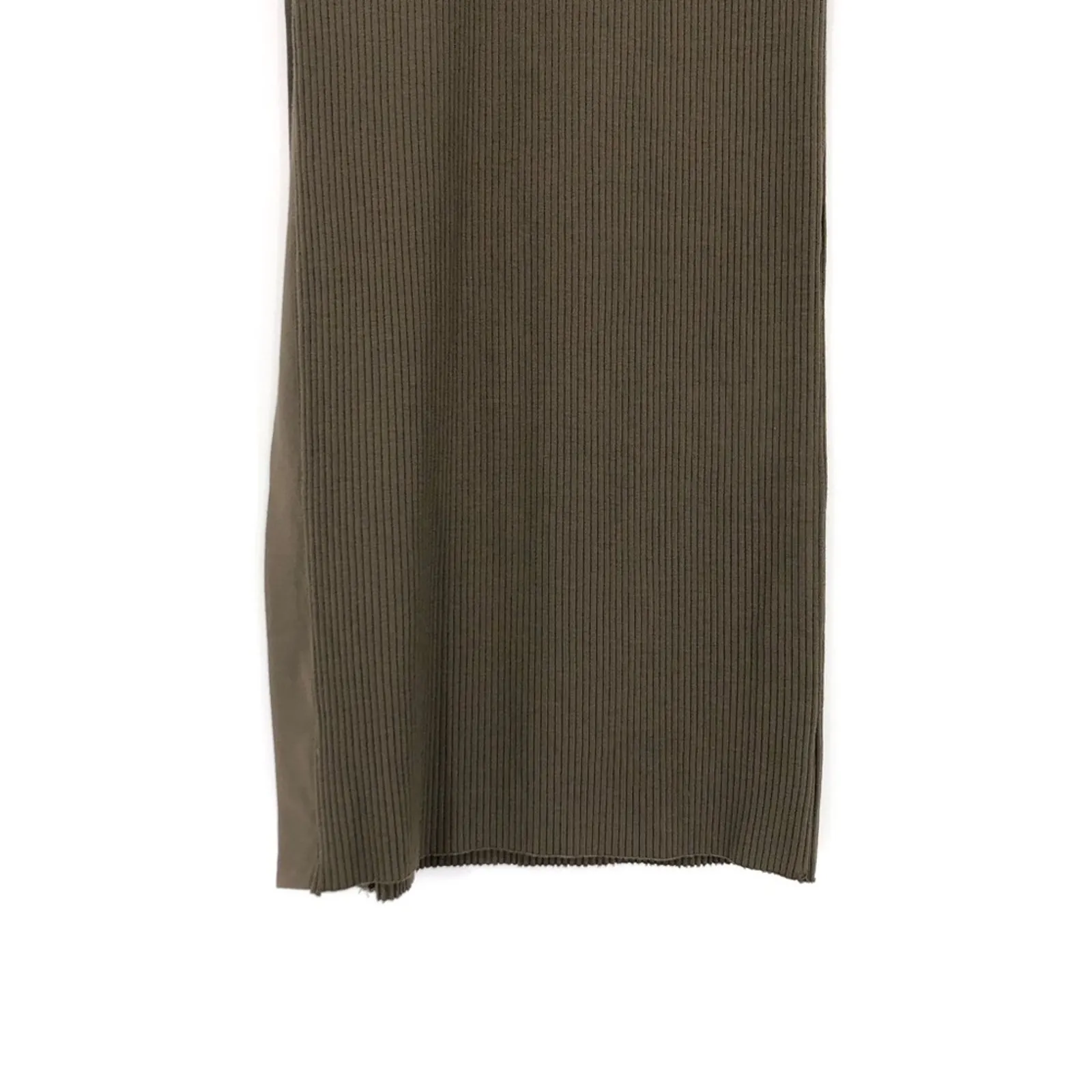 THE RANGE Ribbed Button Maxi Dress Olive Green XS - Image 11