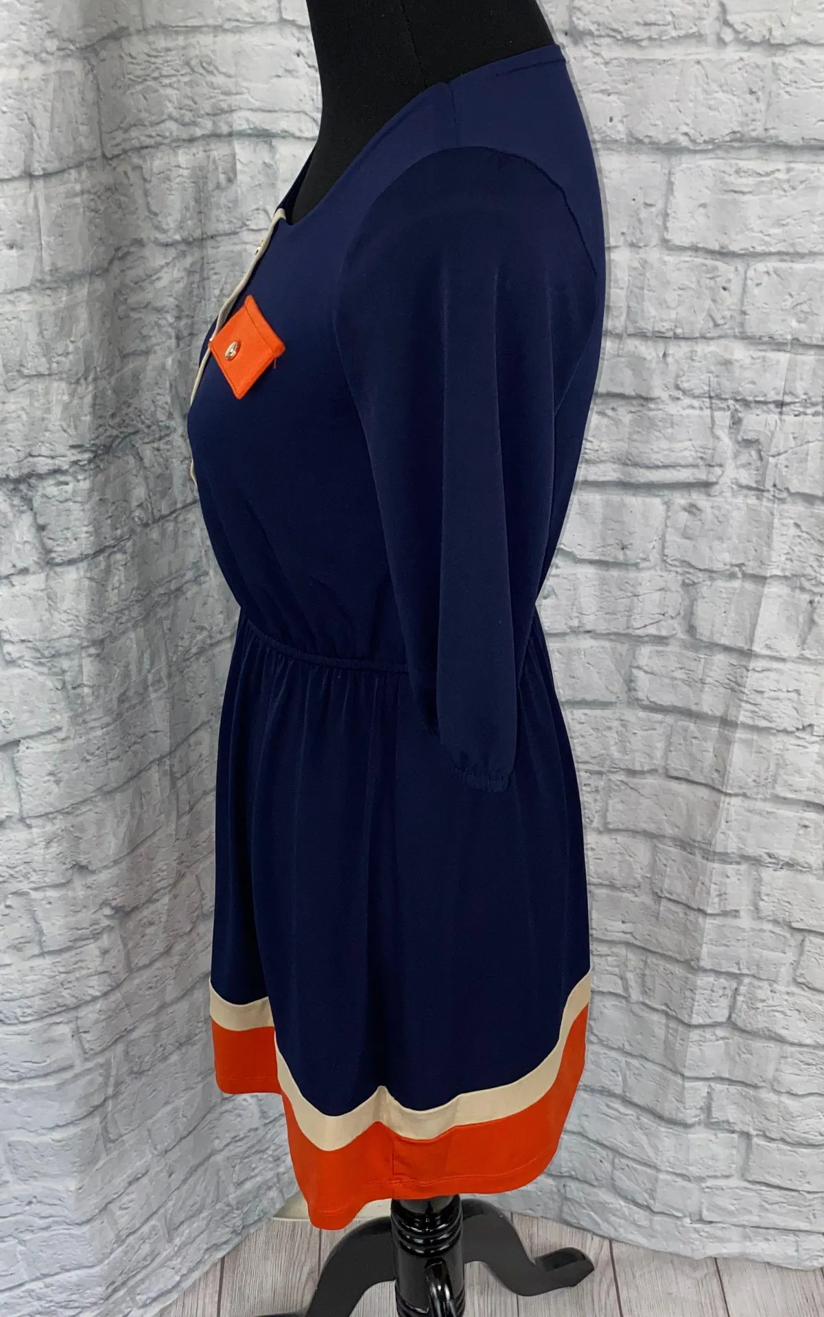 Sweet Storm 3/4 sleeve block color crewneck elastic waist dress Sz Small - Image 4