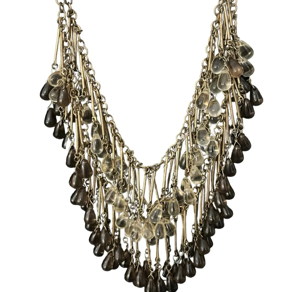 Vintage Coldwater Creek Art Nouveau Gold Tone Tear Drop Necklace Earrings Set - Image 3