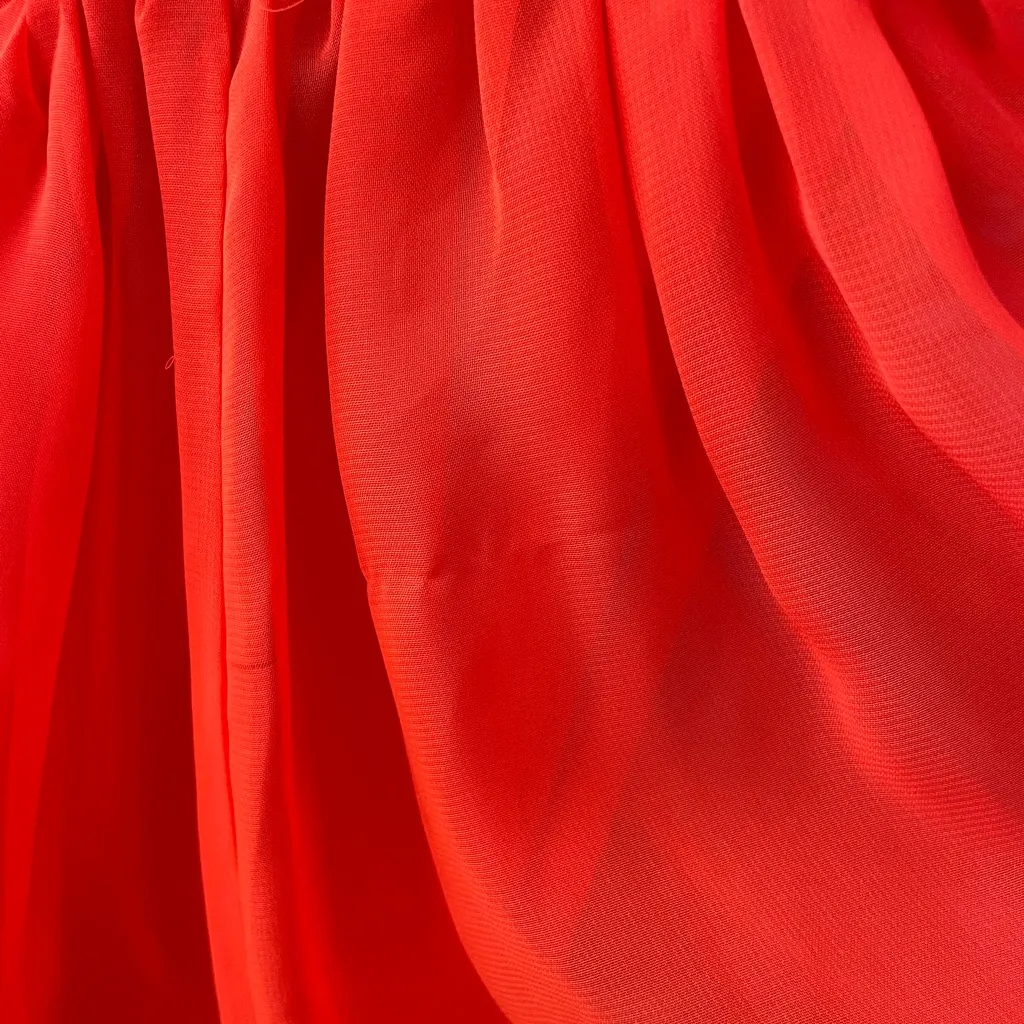 Hailey Logan by Adrianna Papell Neon Orange/Coral Cutout Chiffon Mini Dress - Image 13