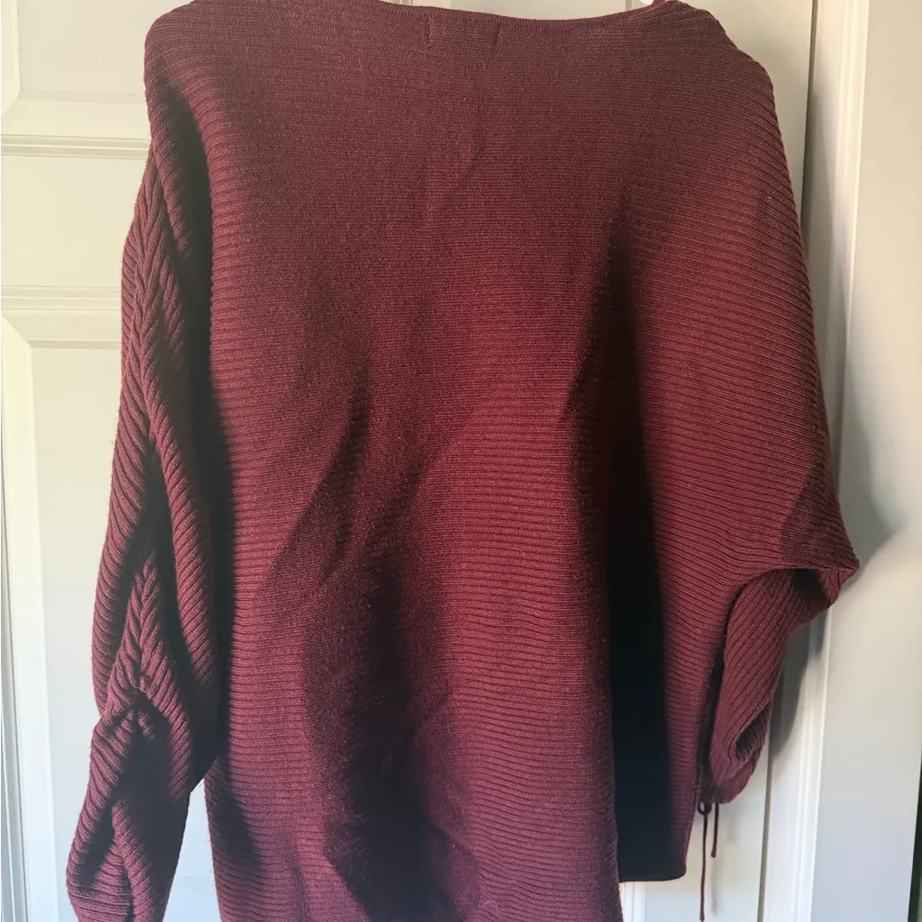 a.n.a Ribbed Knit Sweater in Deep Burgundy - Image 4