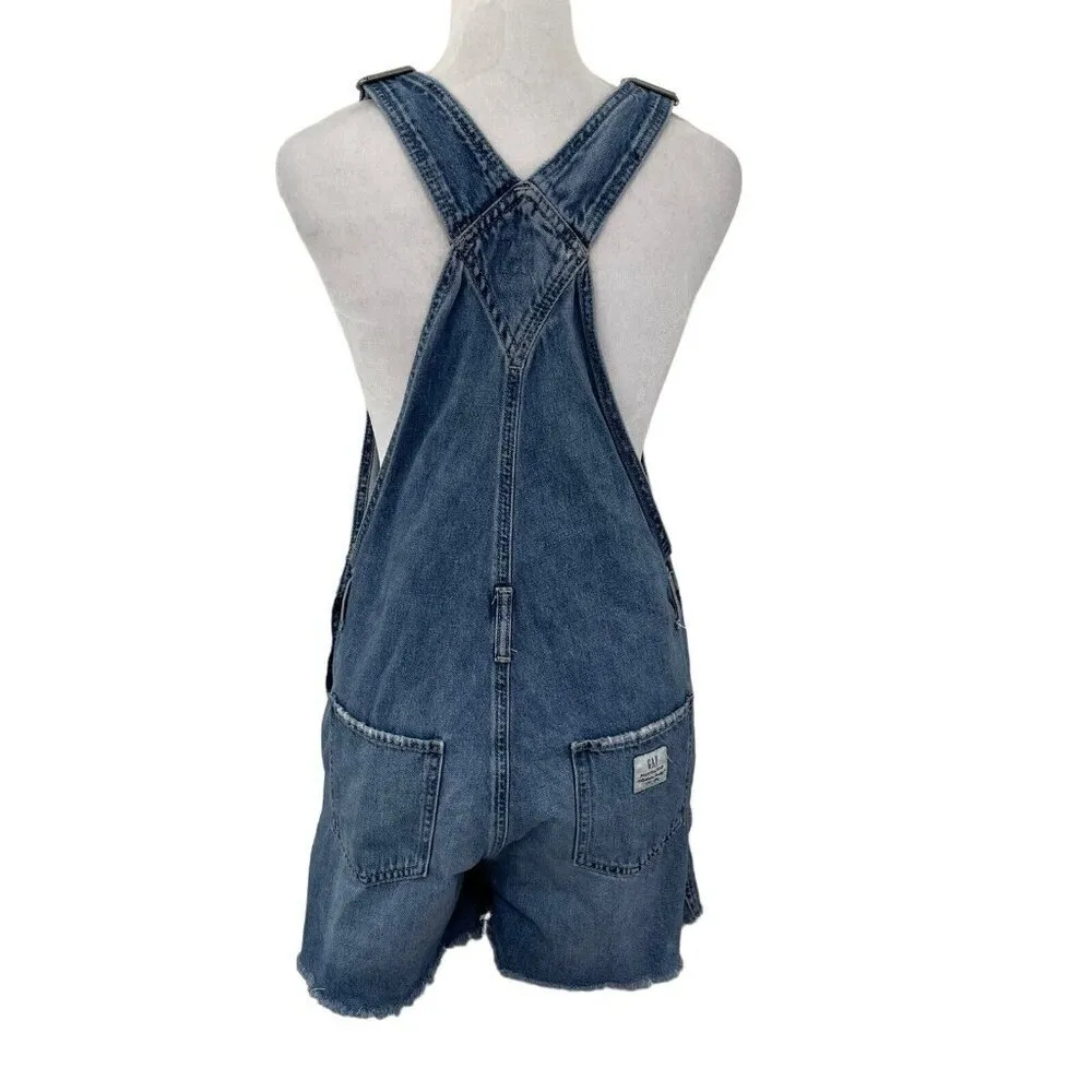 GAP Denim Bib Shortalls Overalls Cut-Off Distressed Jean Shorts size XS - Image 5