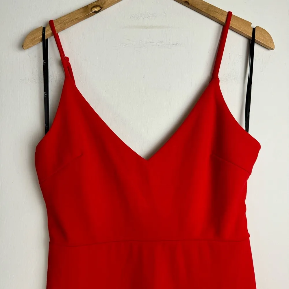 Lulu’s Infinite Glory Red Maxi Dress Sz Medium Stretch Knit Mermaid Hem Formal - Image 7