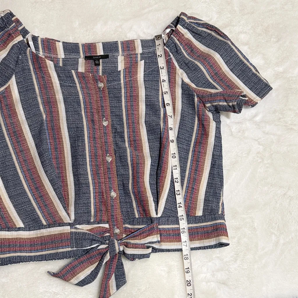 Drew Anthropologie  Size Large Multicolor Striped Button-Down Cropped Blouse - Image 7