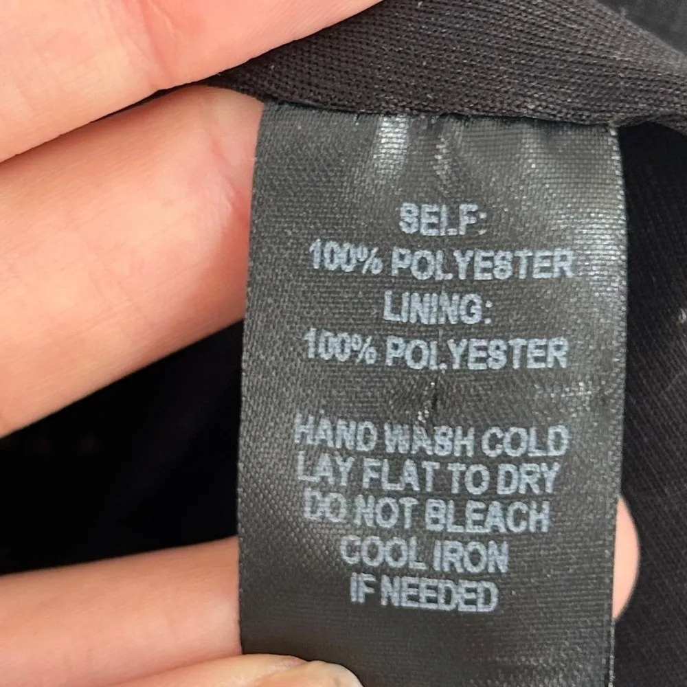 Lulu’s Black Cream Polka Dot Tie Cropped Blouse Puff Sleeve Casual Formal Large - Image 3