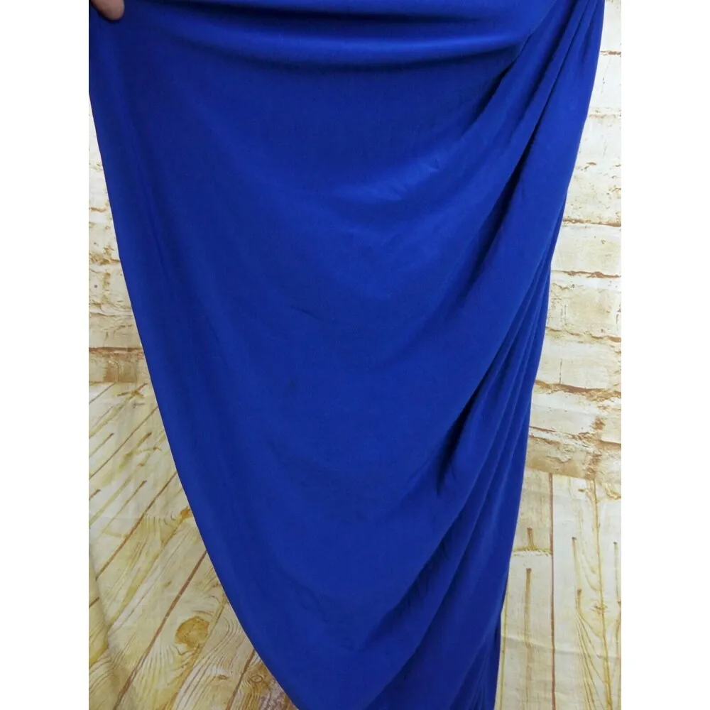 Norma Kamali Diana Gown Dress Women L Berry Blue One Shoulder Ruched Bodycon NWT - Image 11