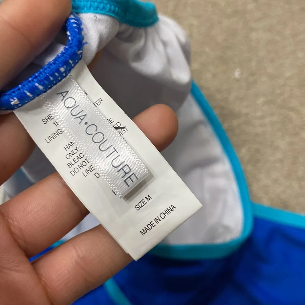 Aqua Couture Teal Blue One Shoulder Cut Out Swimsuit Size M Size M - Image 2