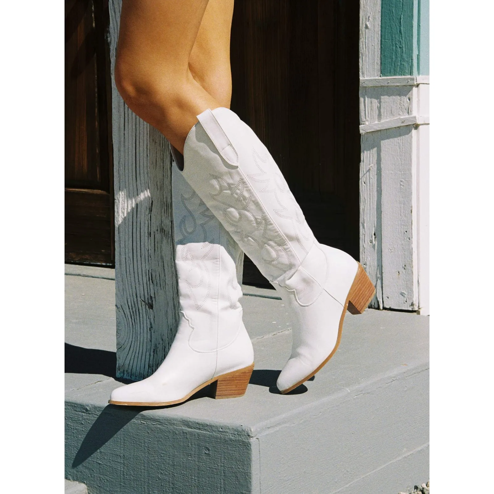 Show Me Your Mumu Billini Urson Cowboy Boots in White 7 - Image 2