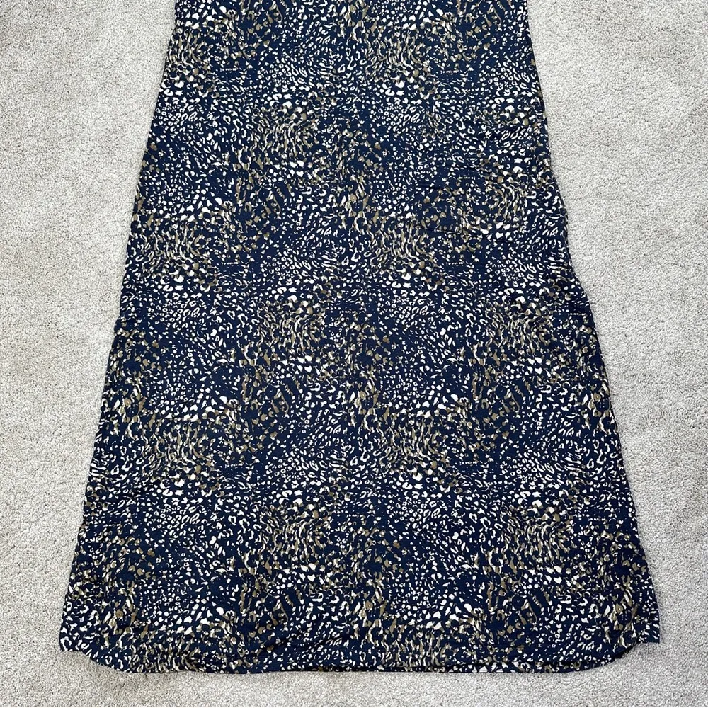 Garnet Hill Swing Midi Dress Animal Print Pocket Mock Neck Sleeveless Jersey L - Image 4