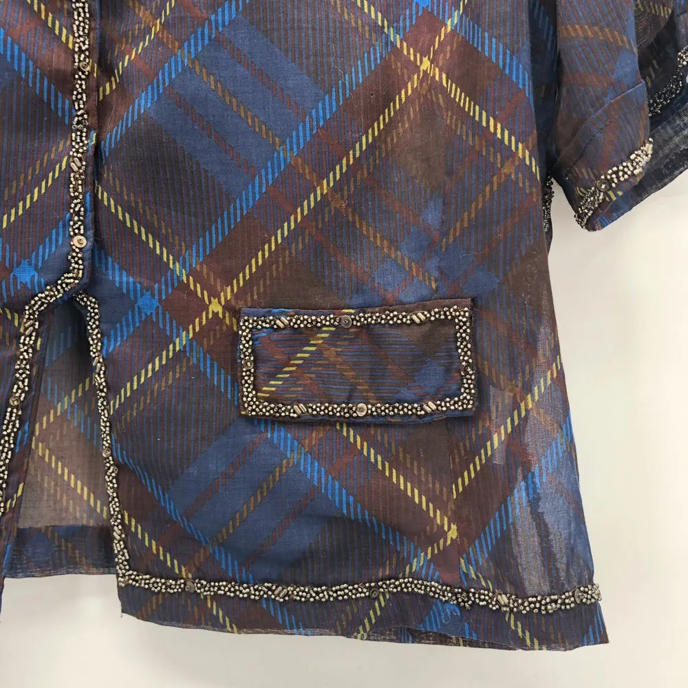 Dries Van Noten Beaded Plaid Blouse - Image 4