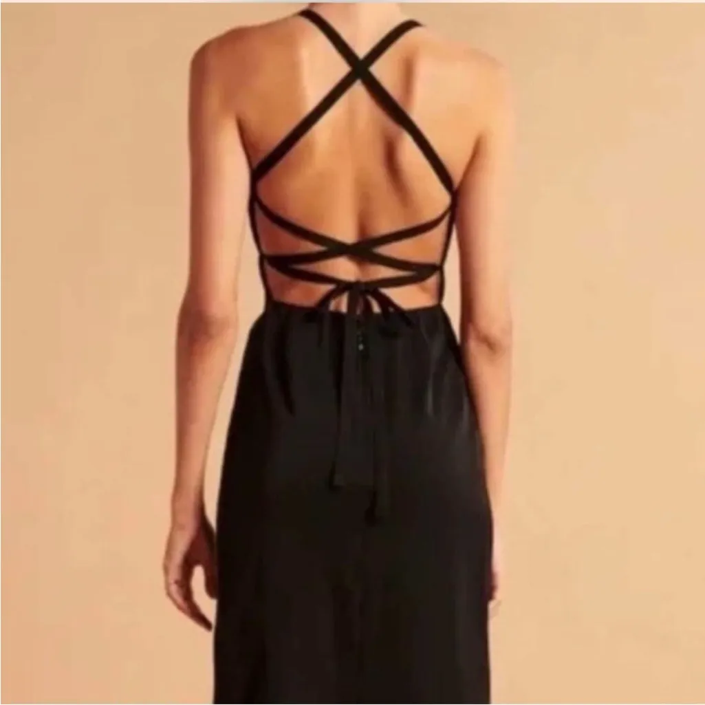 NWT Abercrombie & Fitch Criss‎ Cross Back Midi Dress in Black Size Large - Image 11