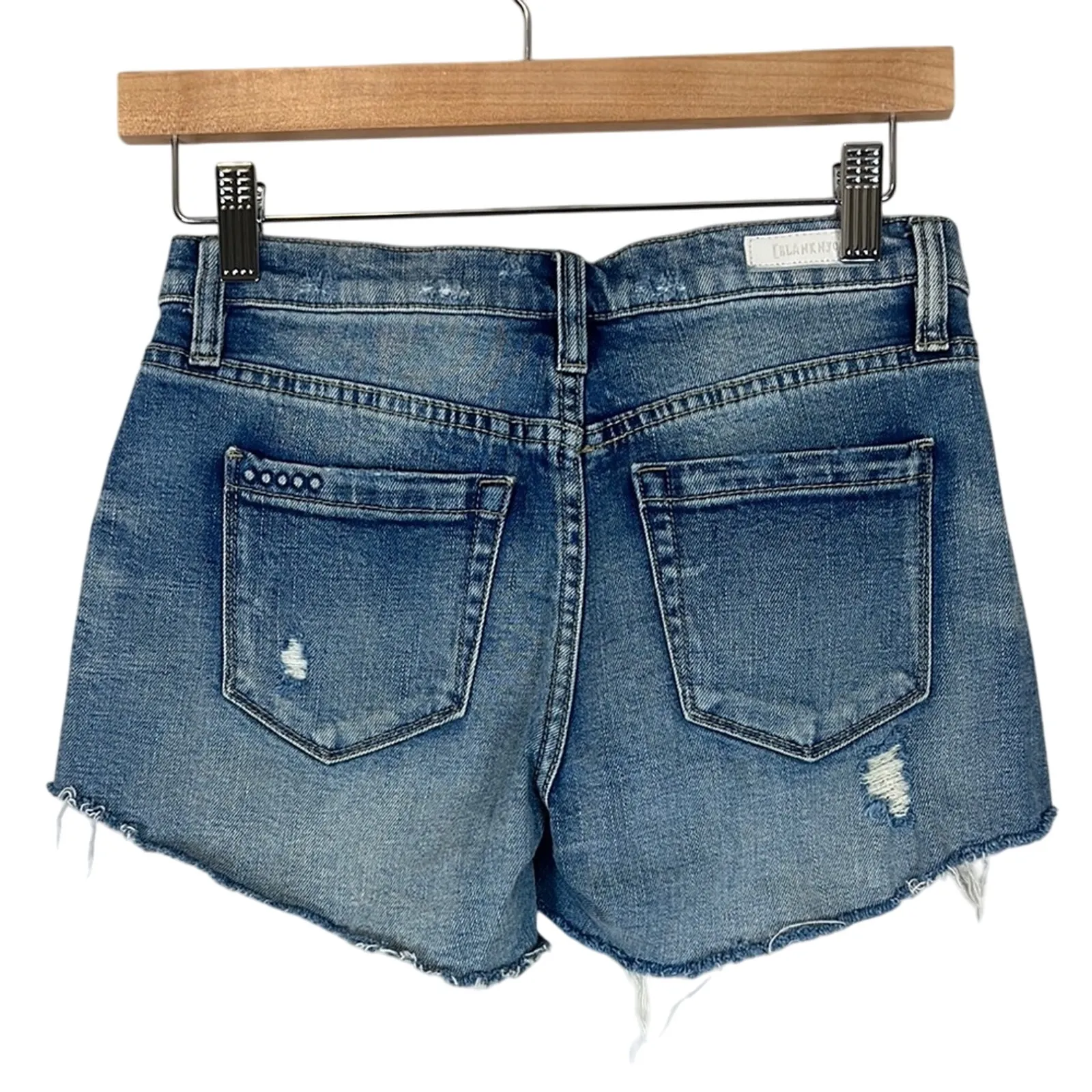 Blank NYC The Essex Denim Shorts Womens 24 Medium Wash Distressed Cutoff Casual - Image 4
