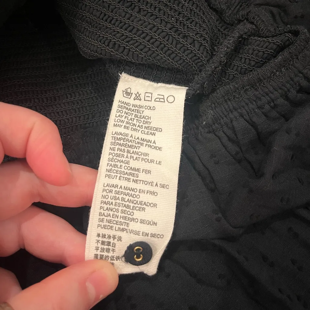 NWT Cleobella Colette Black Organic Cotton Smocked Puff Sleeve Mini Dress Med - Image 9