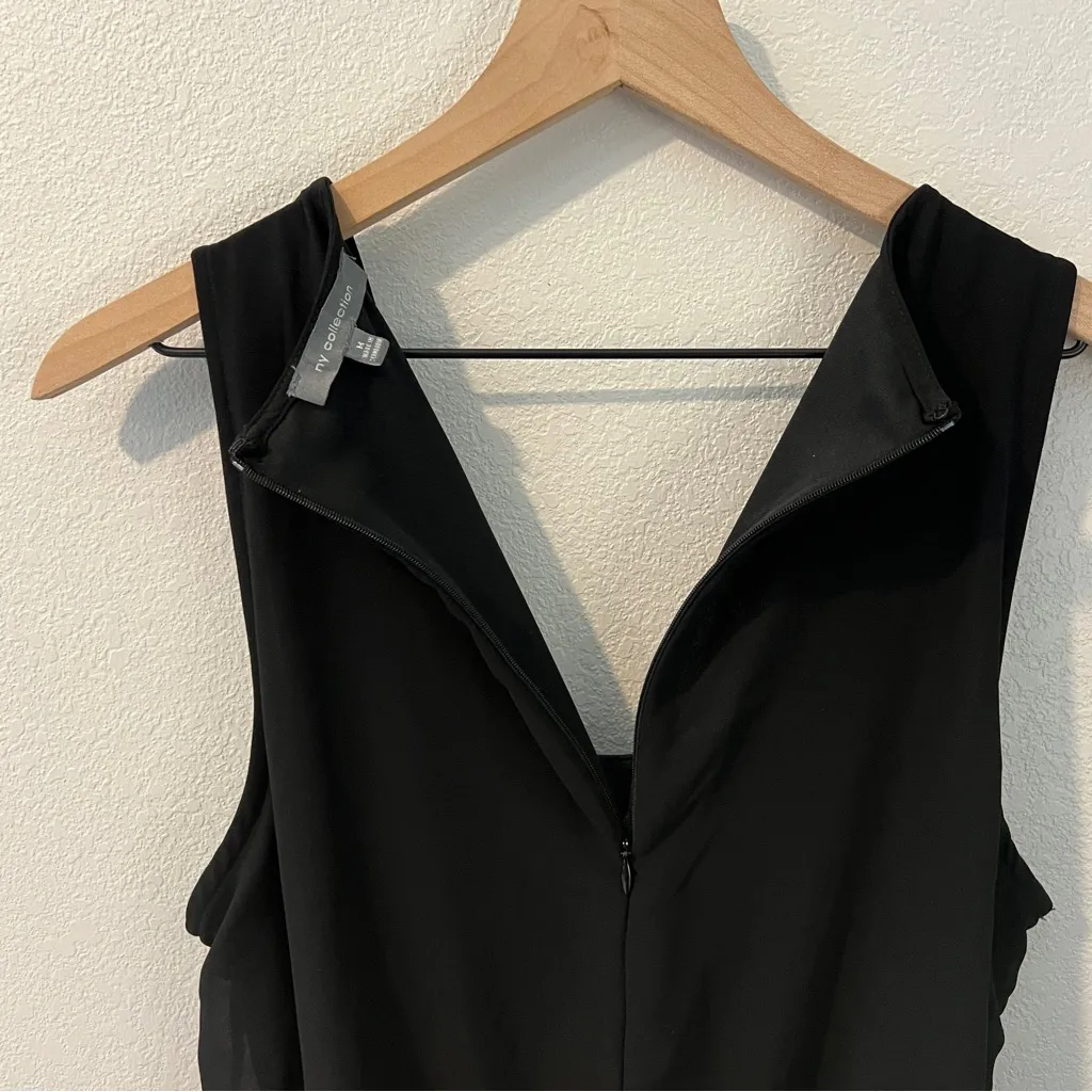 NY Collection Black & Metallic‎ Gold Layered Blouson Belted Wide Leg Jumpsuit M - Image 10